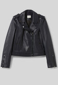 Navy blue grained leather jacket
