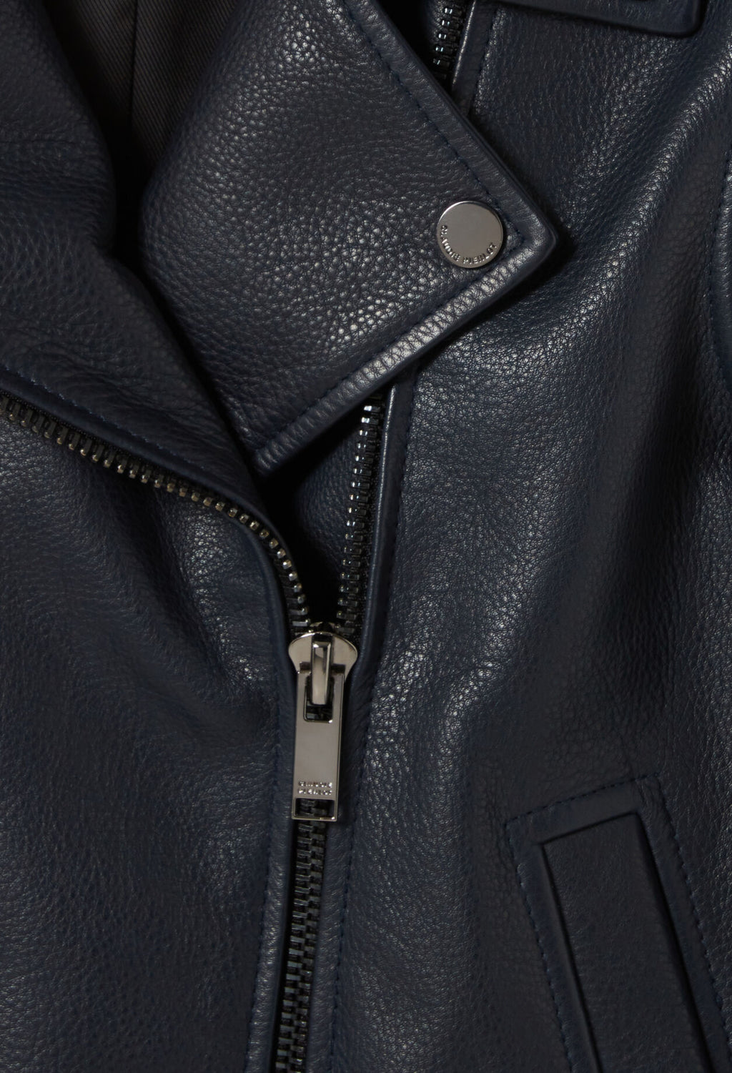 Navy blue grained leather jacket
