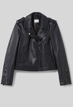 Navy blue grained leather jacket