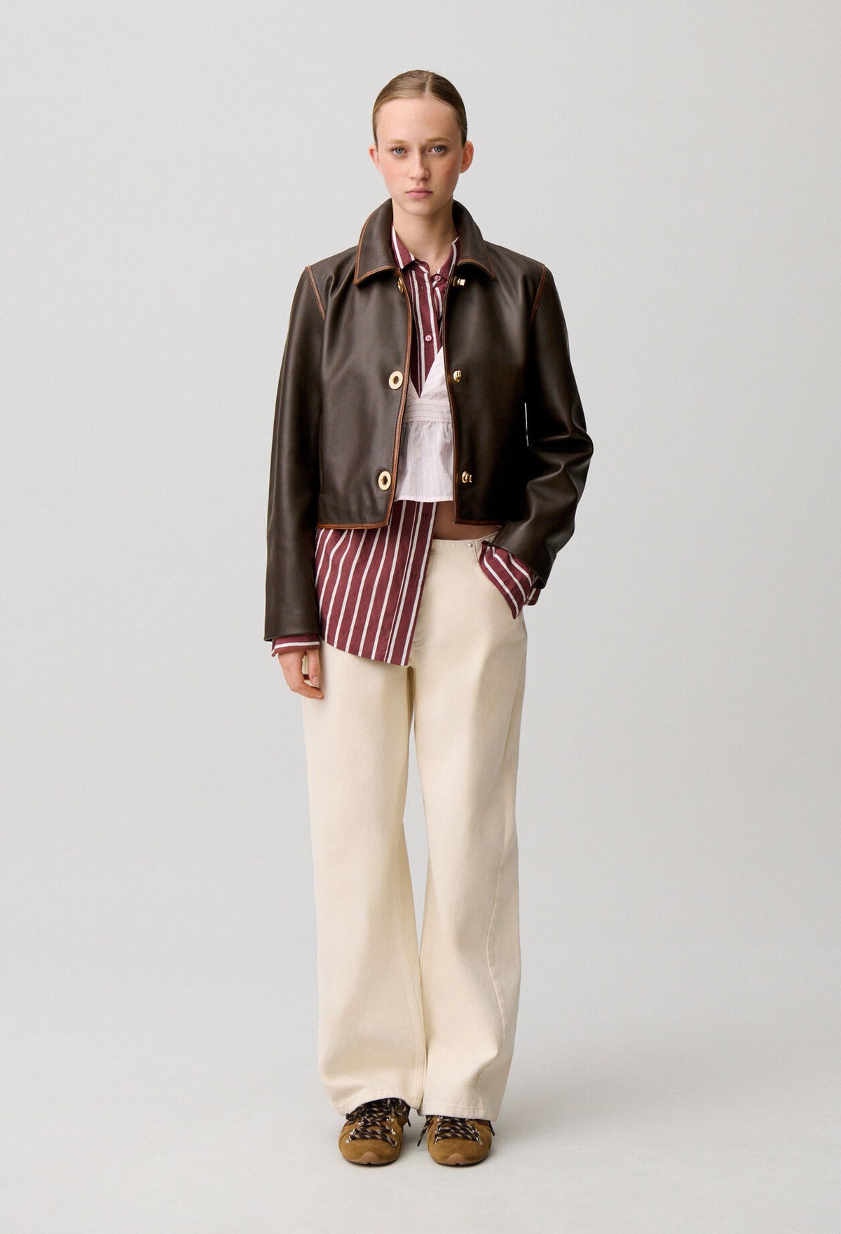 Cropped Vintage Leather Jacket