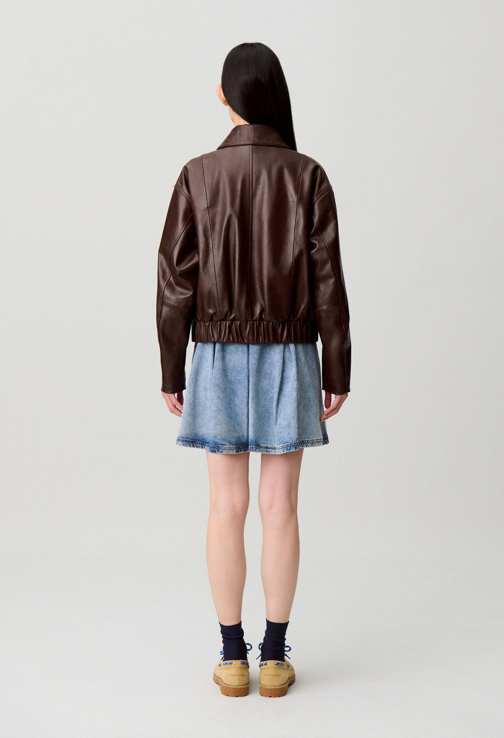 Casual shiny leather jacket