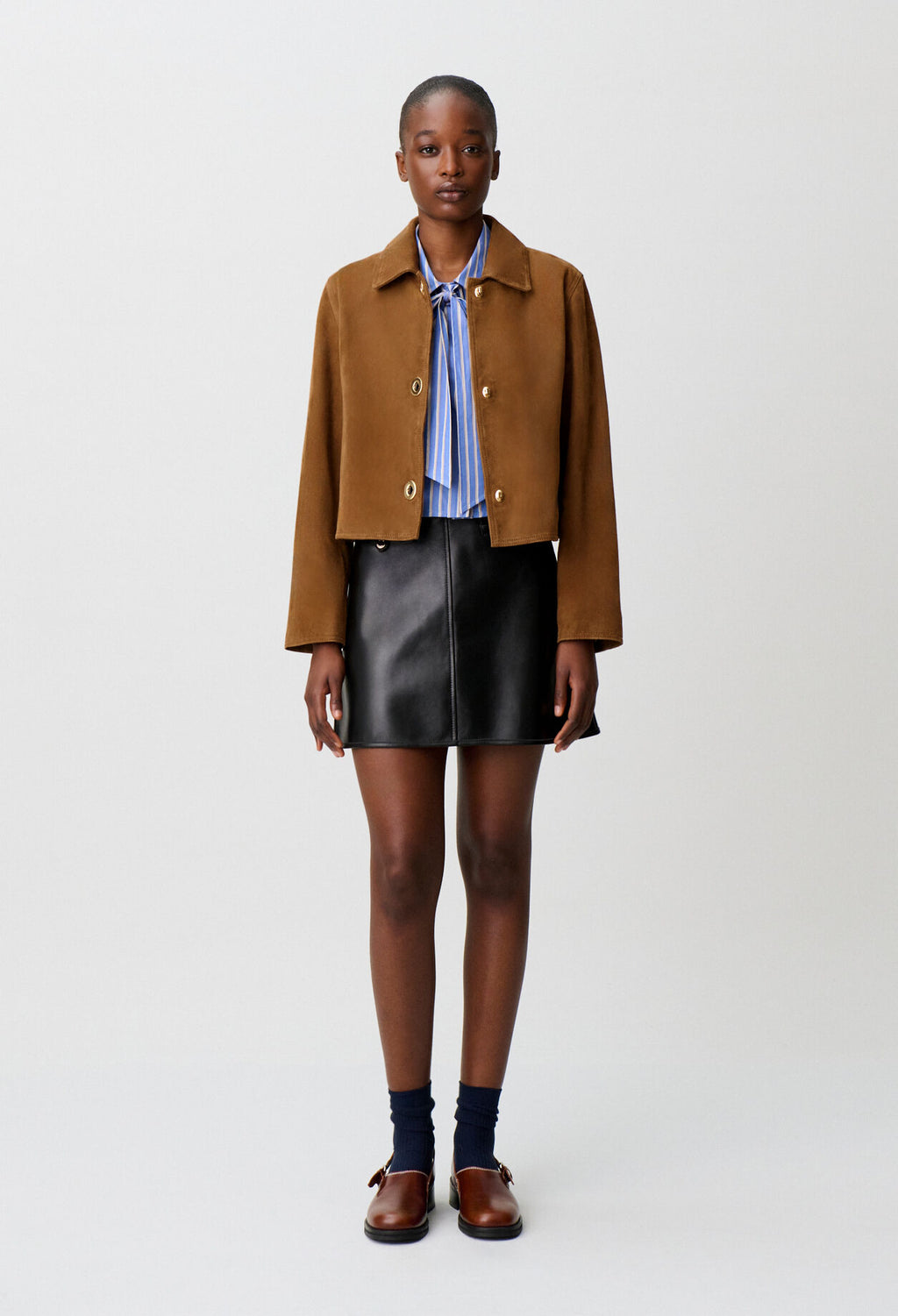 Short suede leather jacket