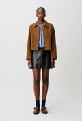 Short suede leather jacket