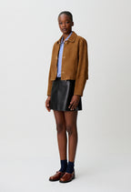 Short suede leather jacket