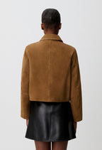 Short suede leather jacket