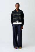 Striped bi-material jacket