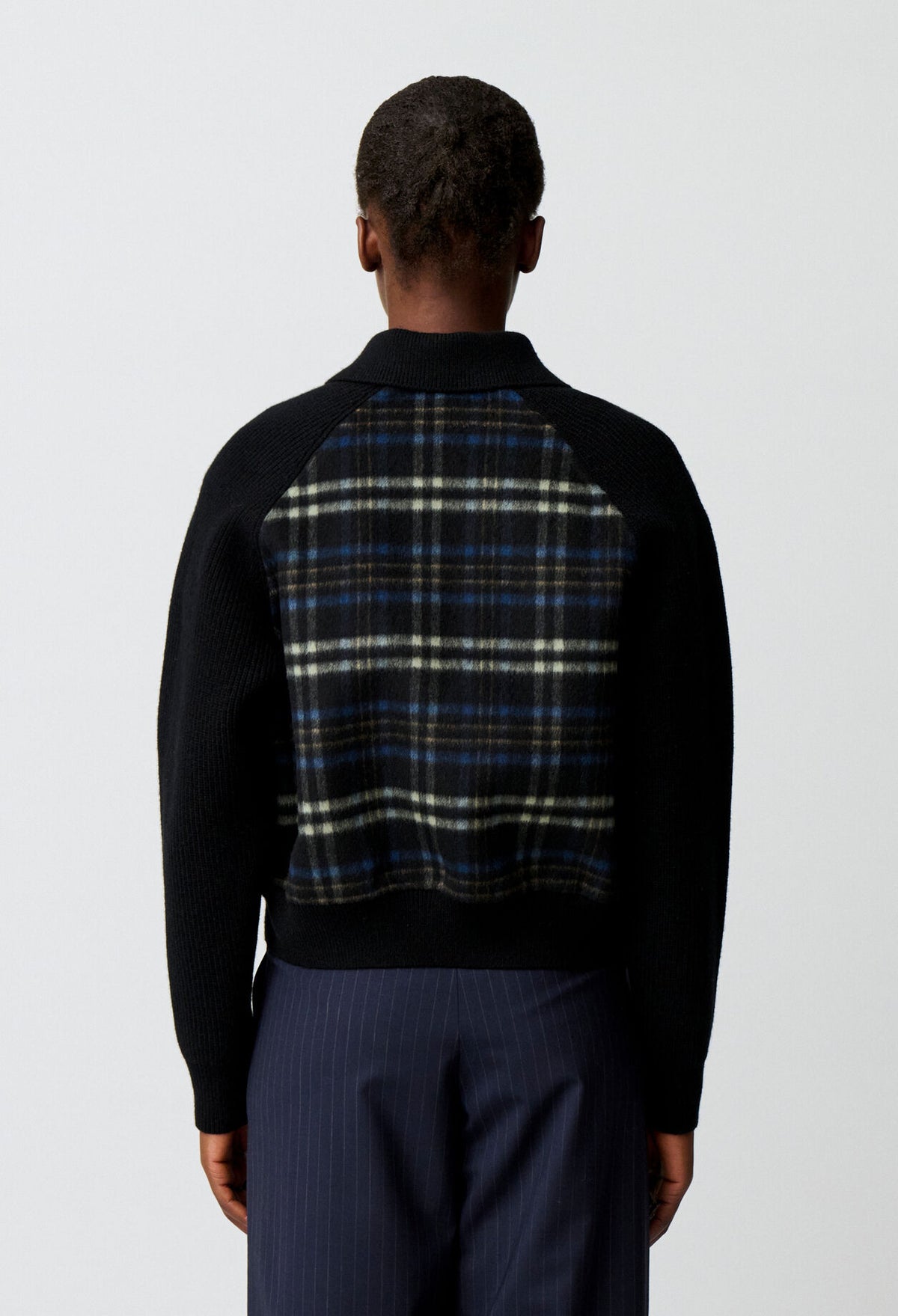 Striped bi-material jacket