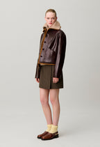 Shiny effect leather jacket
