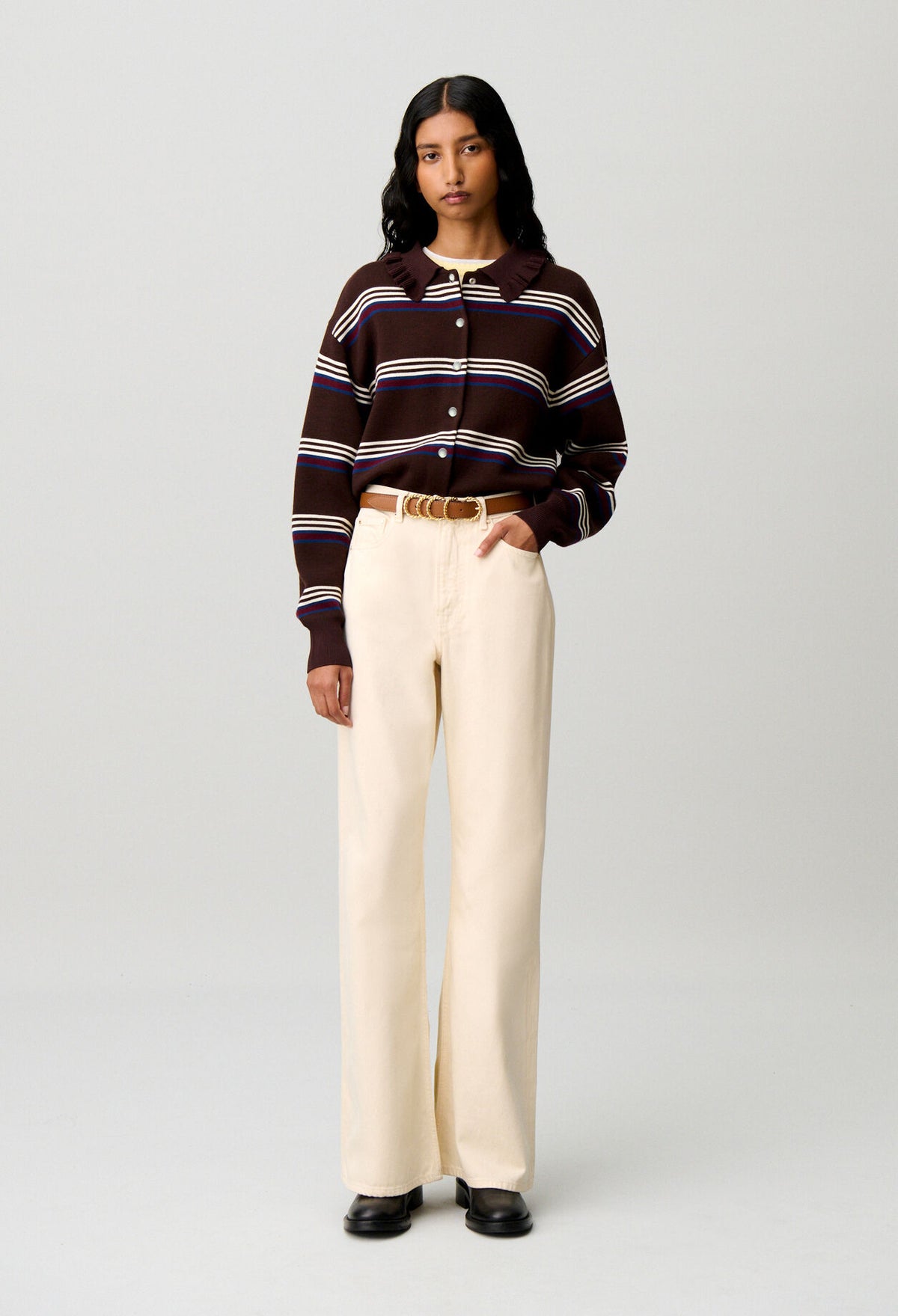 Striped knitted cardigan