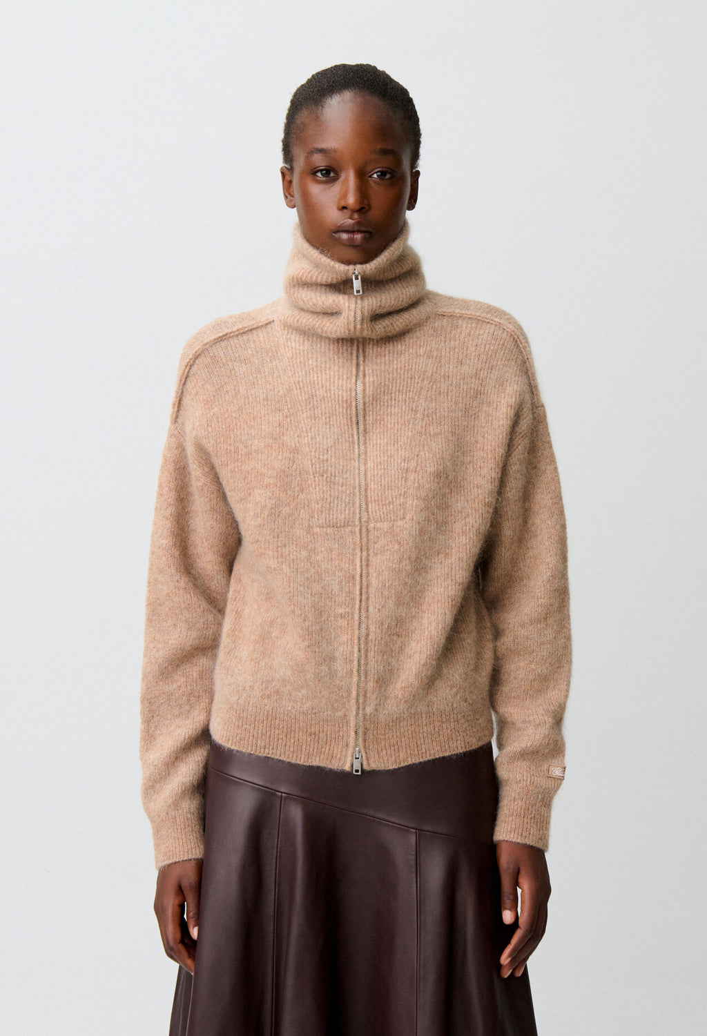 Brushed effect knit cardigan