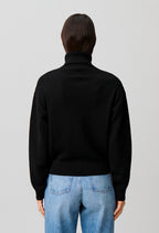 Zip-neck knitted cardigan