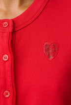 Red Cotton Cardigan with Lace Heart