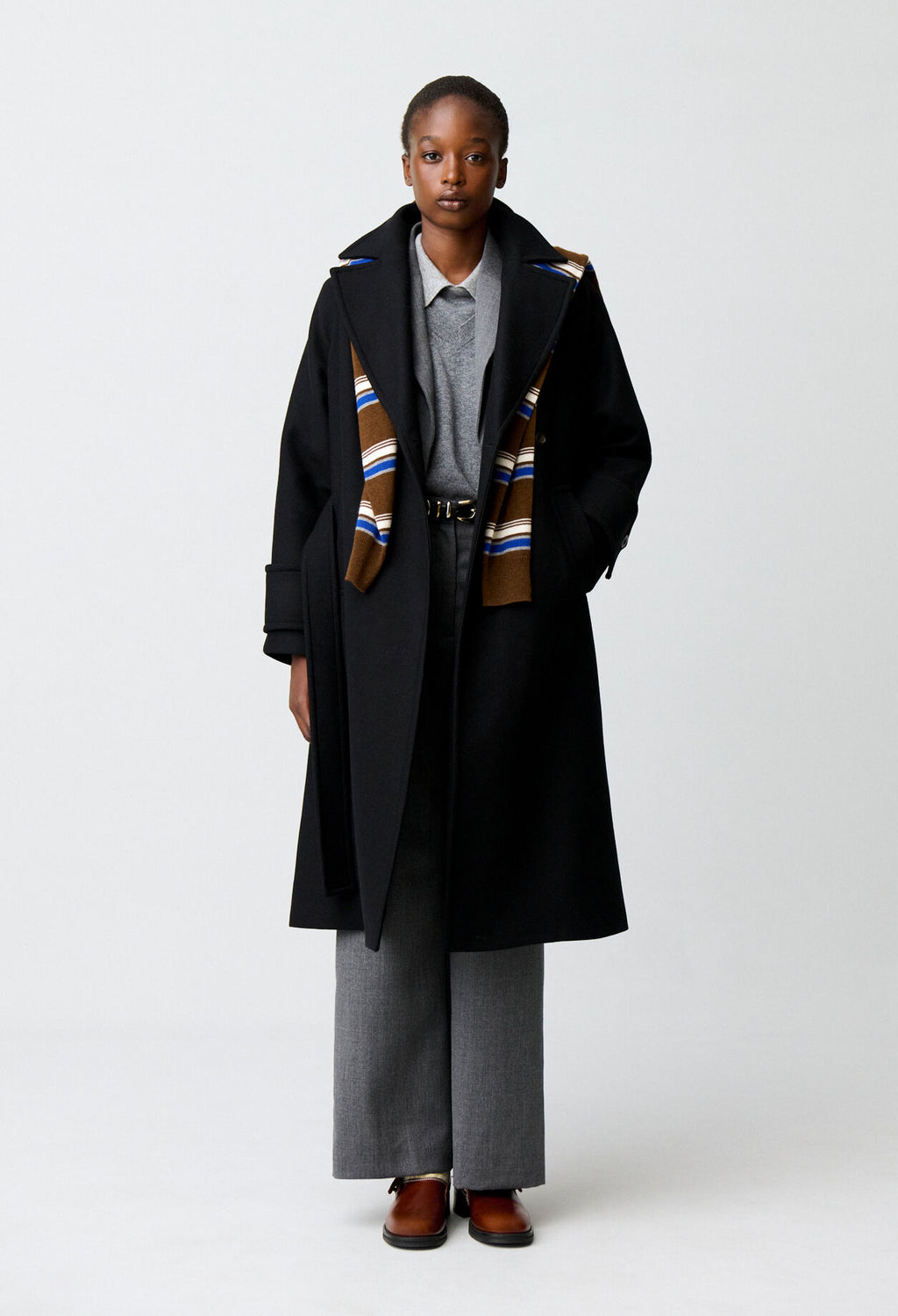 Mid-length wool blend coat