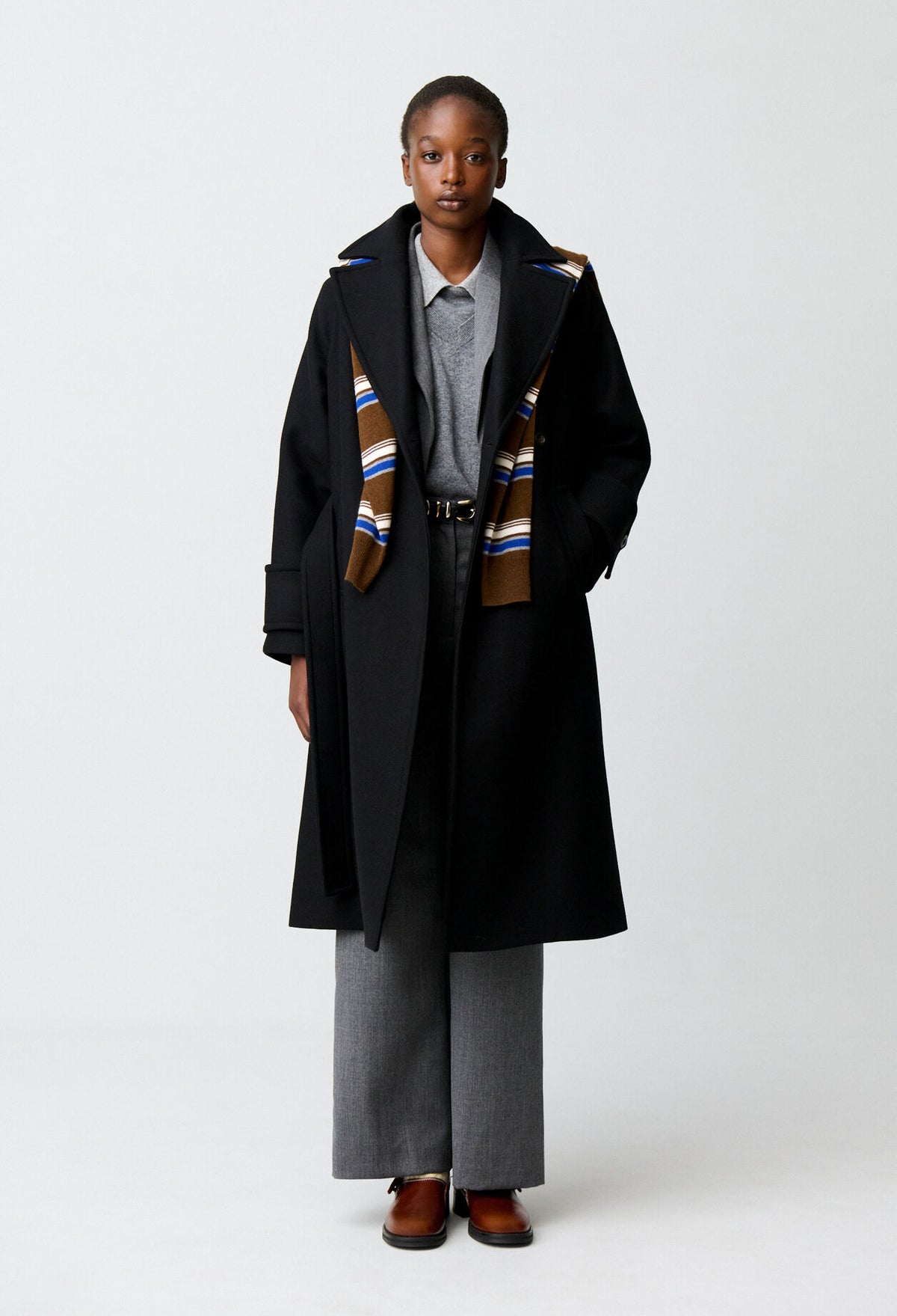 Mid-length wool blend coat
