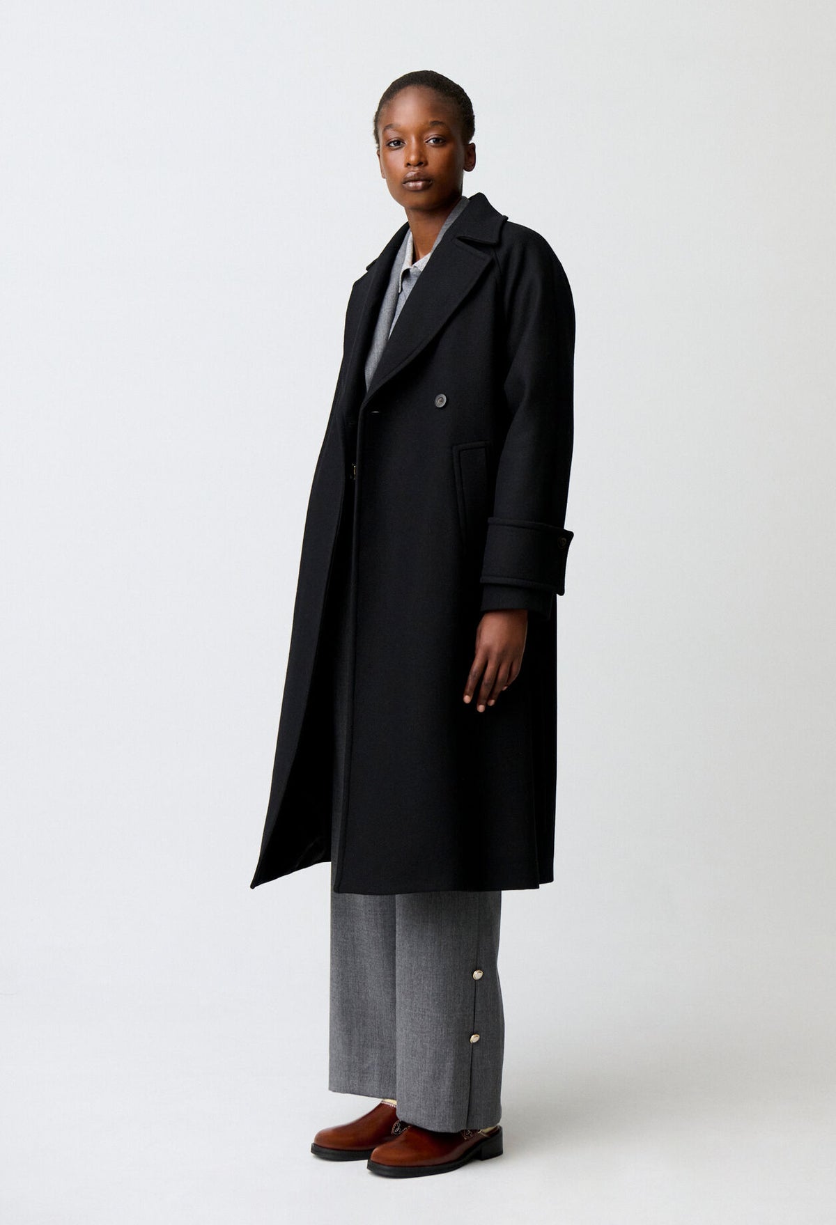 Mid-length wool blend coat