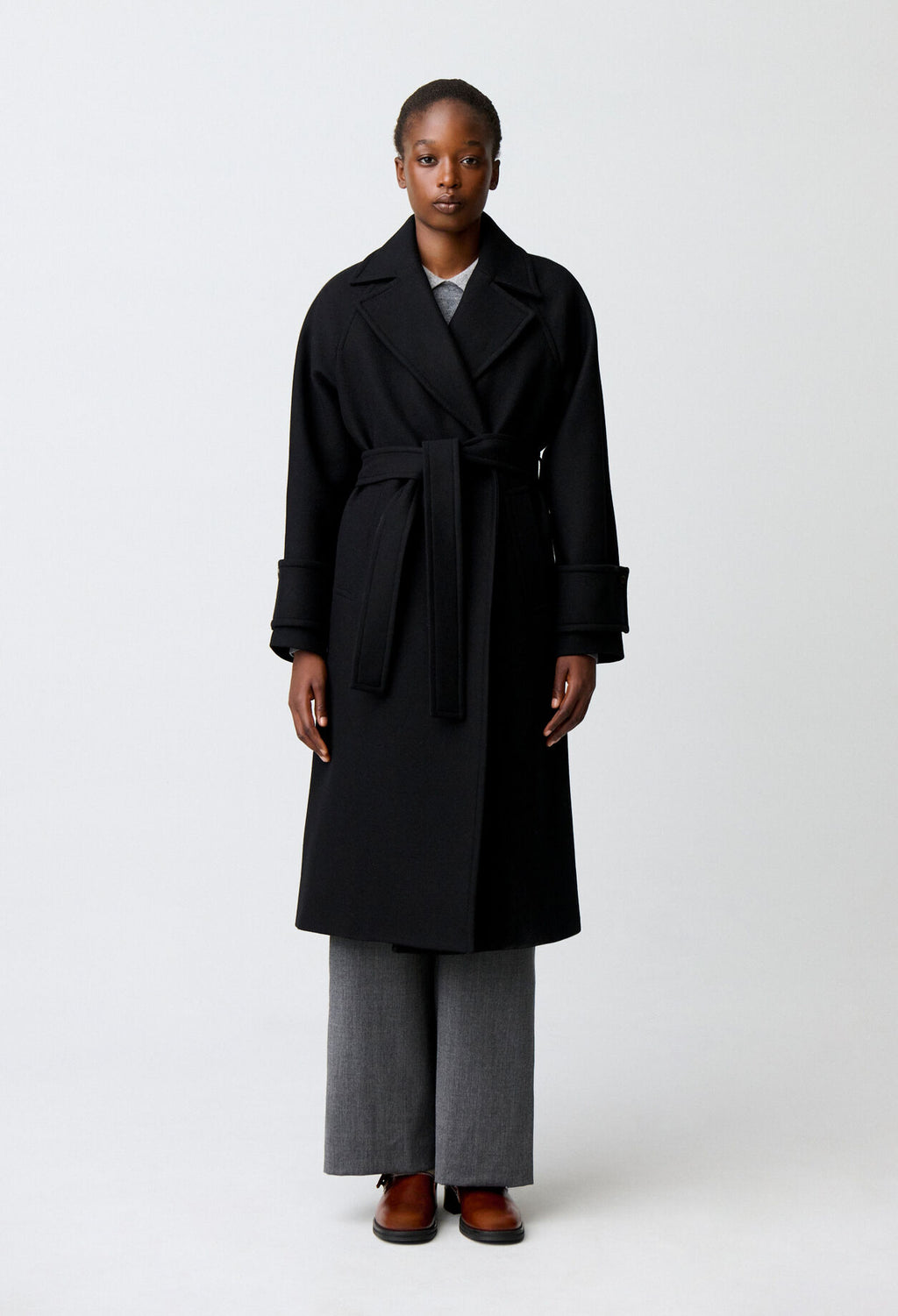 Mid-length wool blend coat