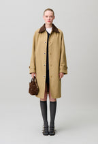 Removable velvet collar trench