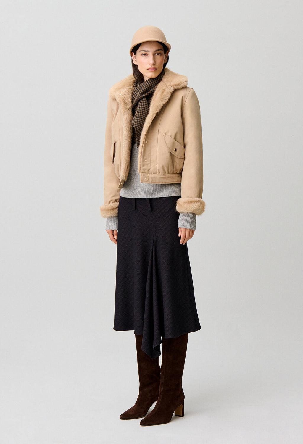 Short reversible nylon parka