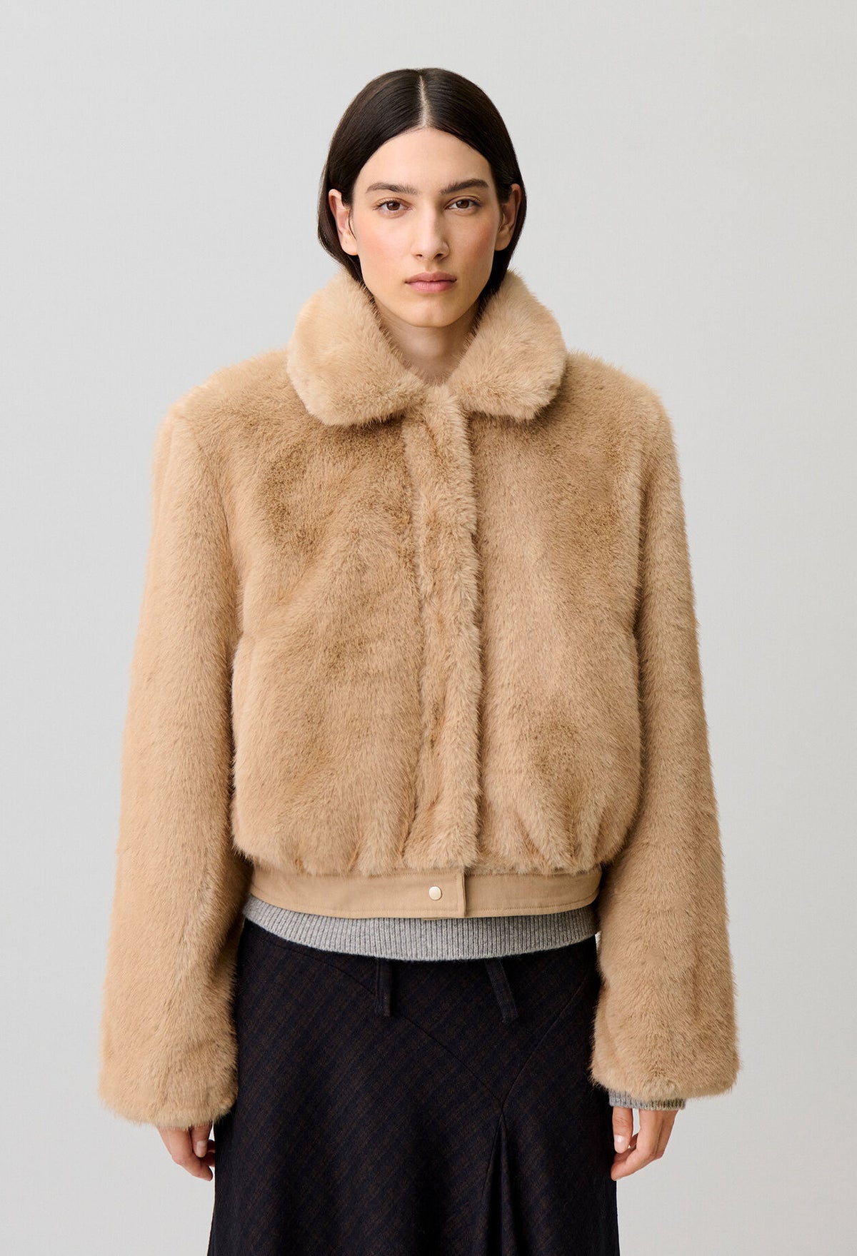 Short reversible nylon parka