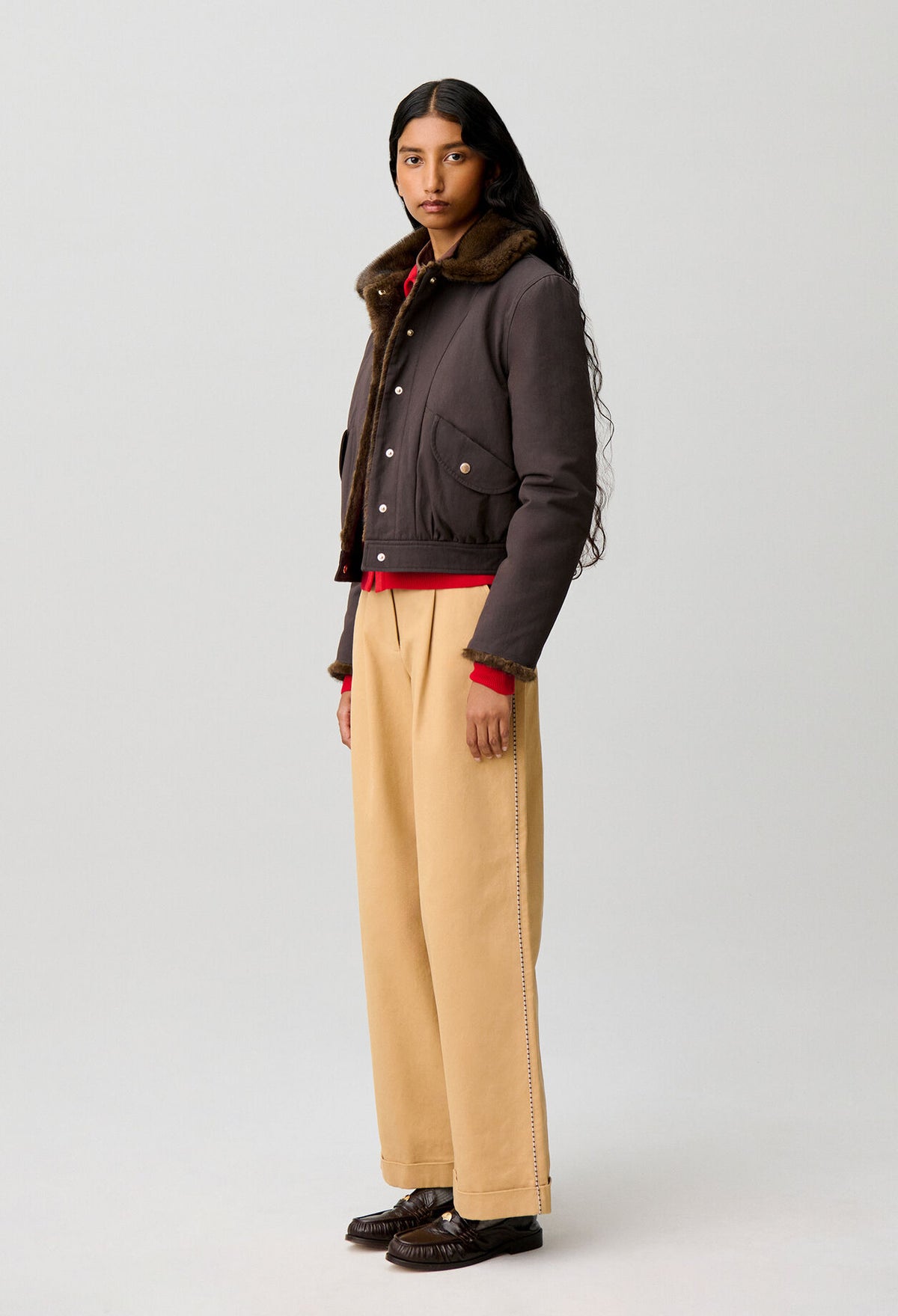 Short reversible nylon parka