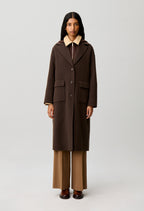 Long tailored collar wool coat