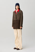 Plain checked wool coat