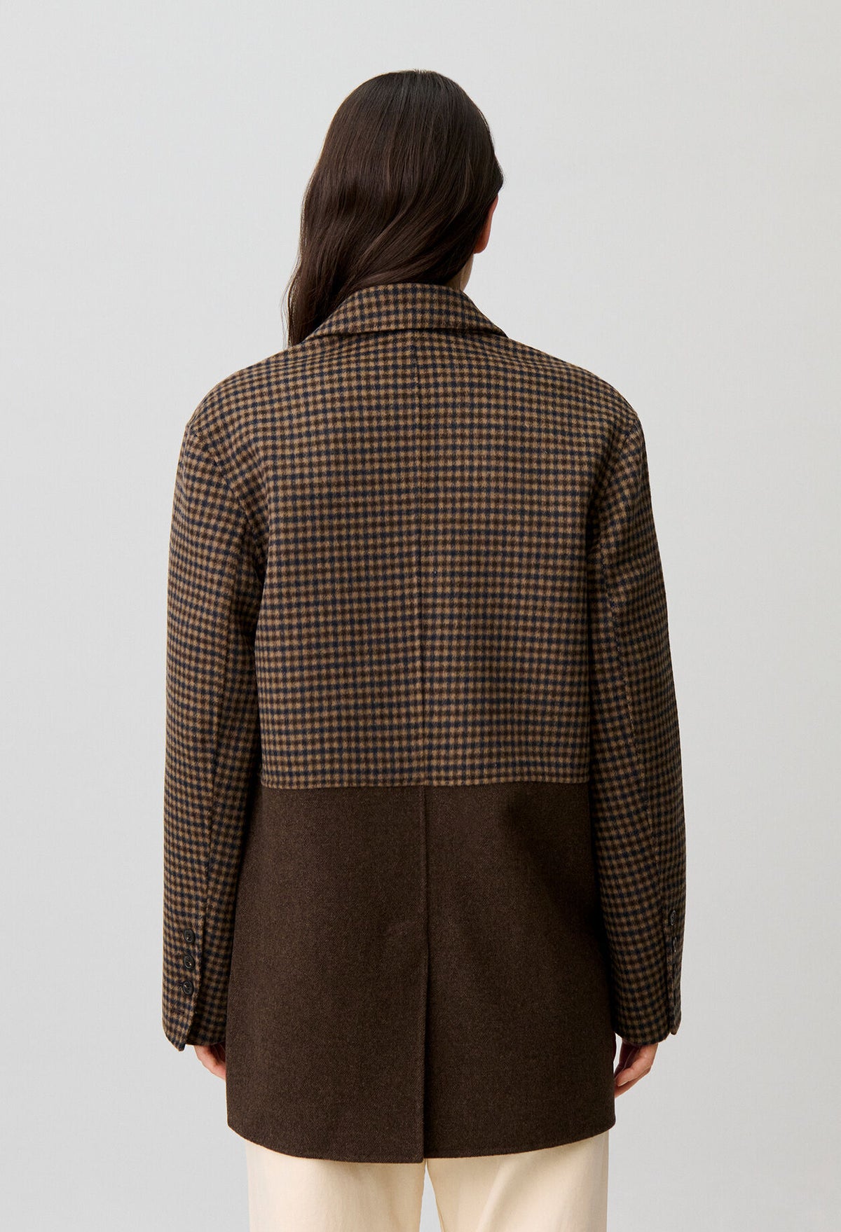 Plain checked wool coat