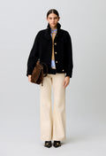 Short black coat stand-up collar