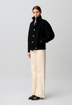 Short black coat stand-up collar