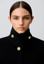 Short black coat stand-up collar