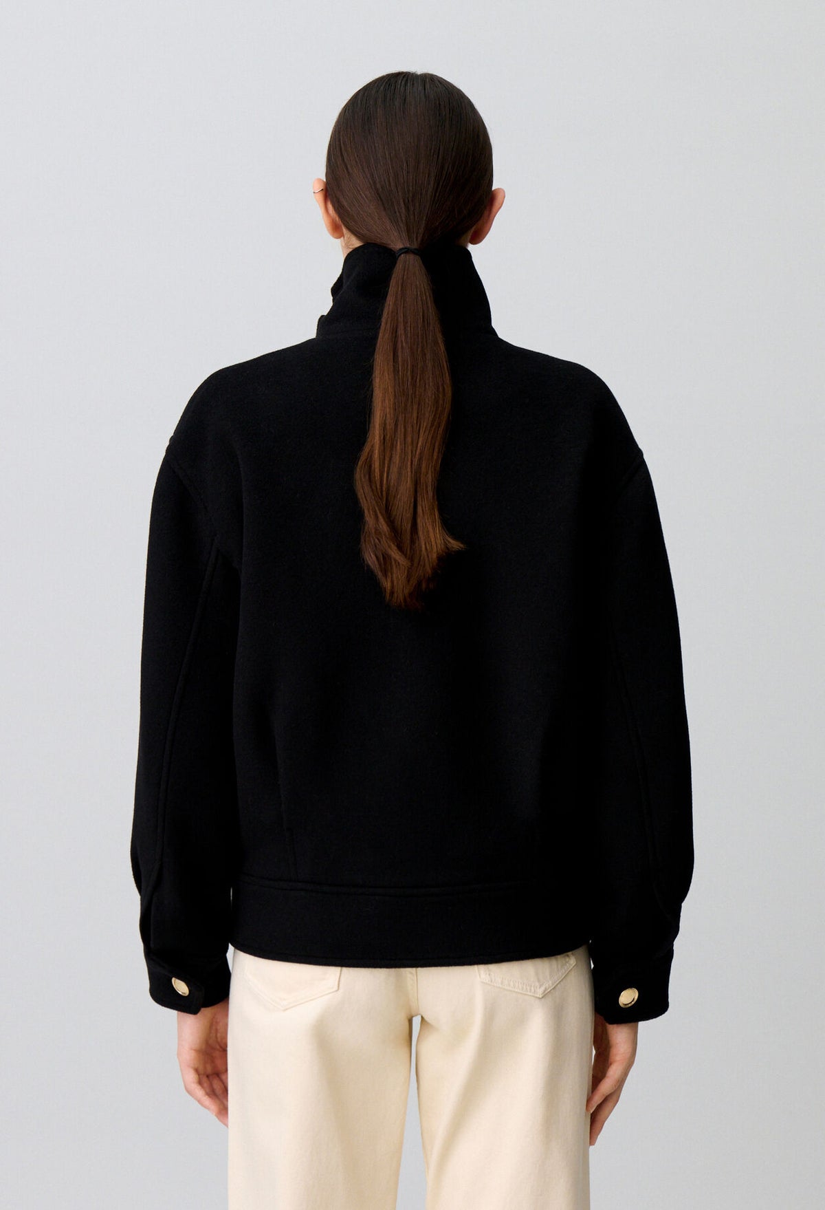 Short black coat stand-up collar