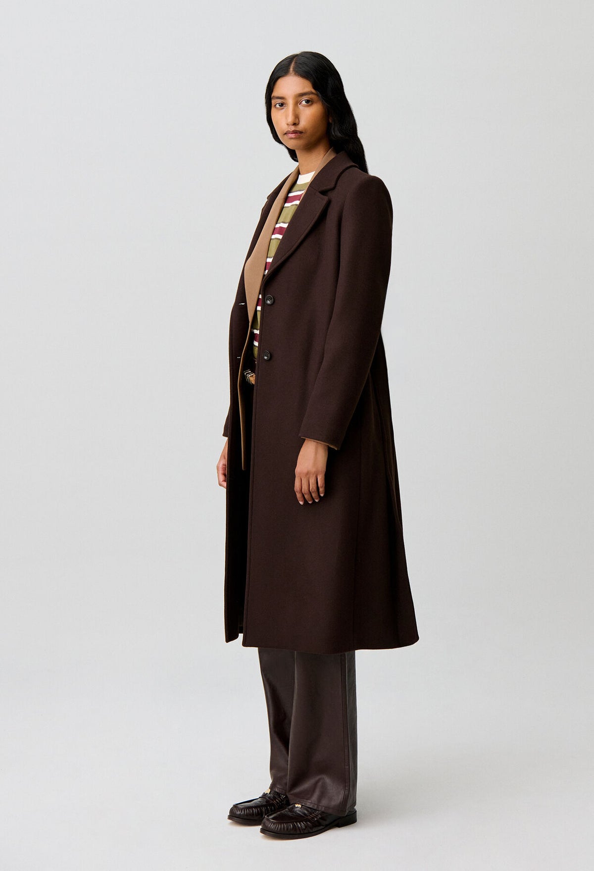 Long belted wool coat