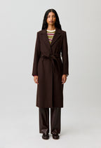 Long belted wool coat