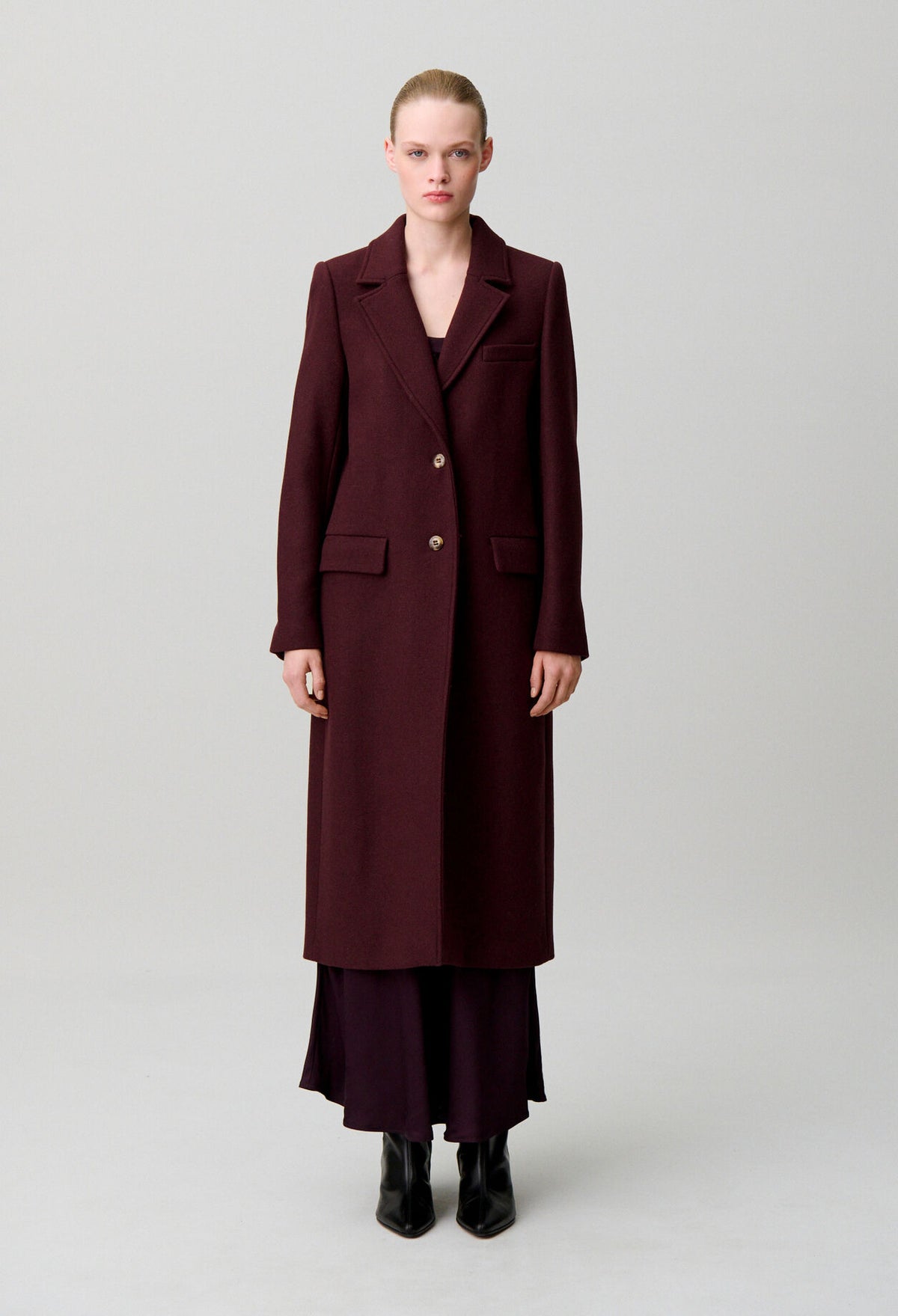 Long wool blend coat