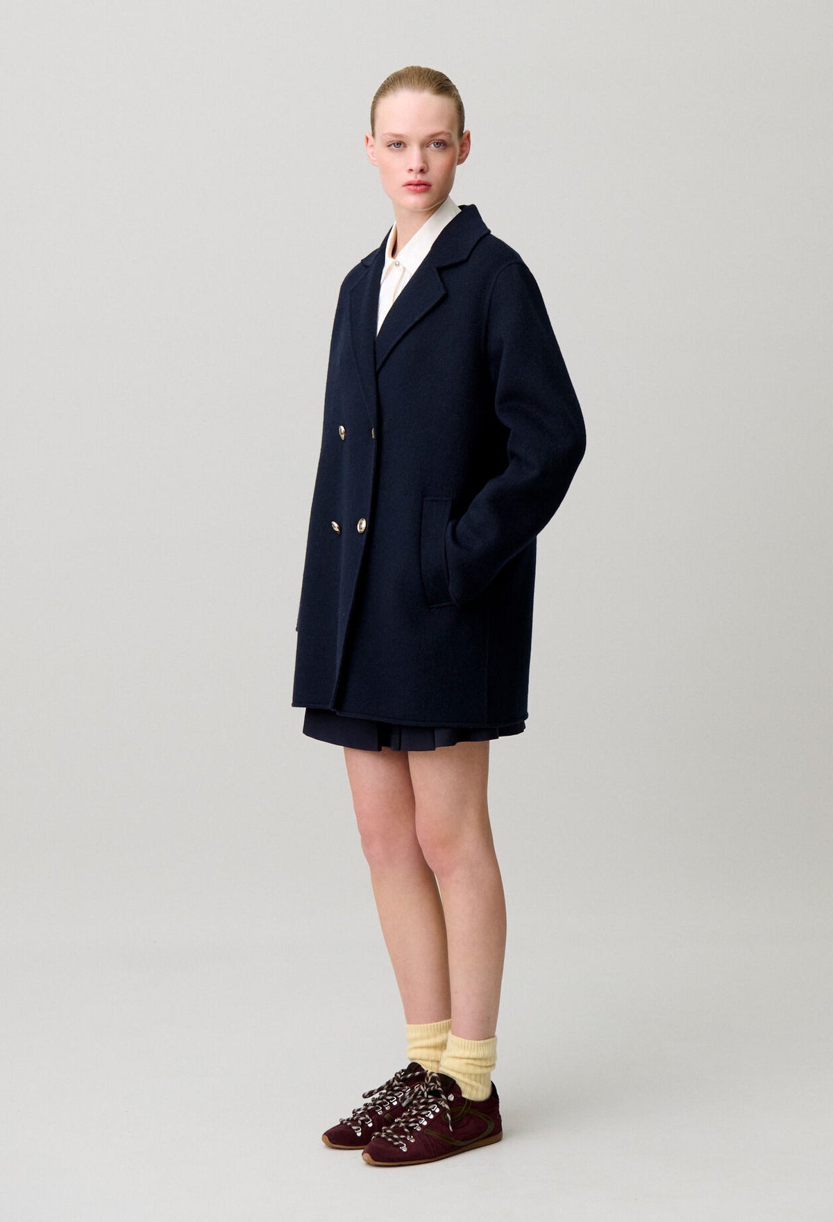 Tailored collar wool coat