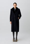 Long wool coat faux fur collar