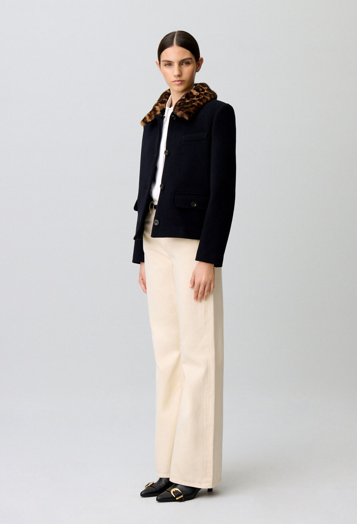 Short wool blend coat