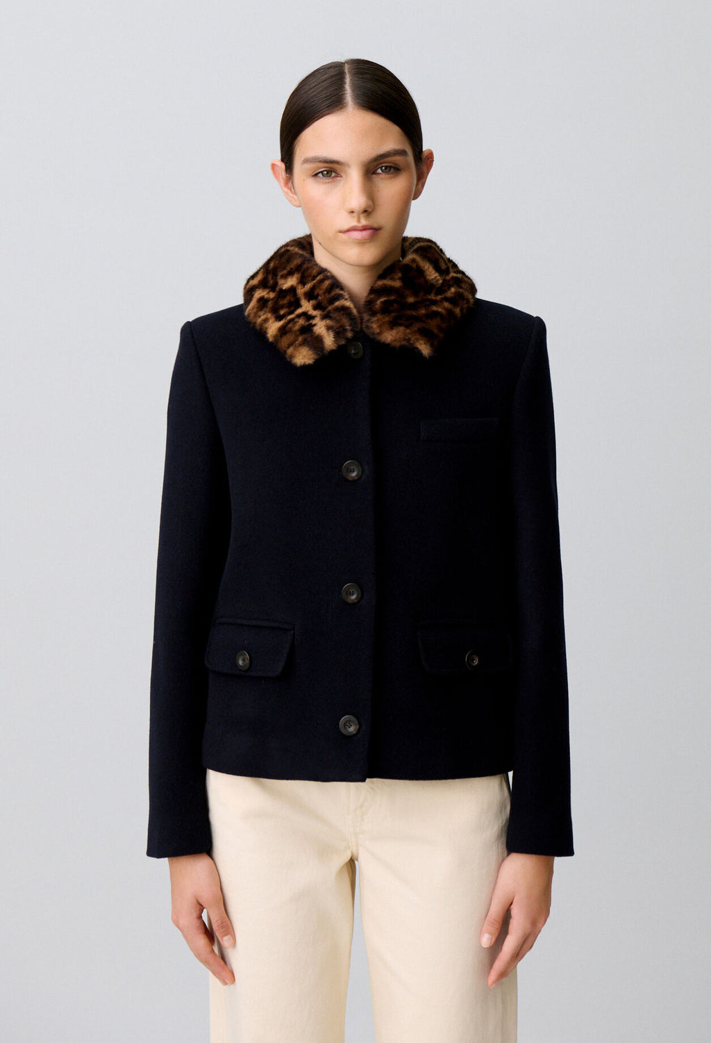 Short wool blend coat