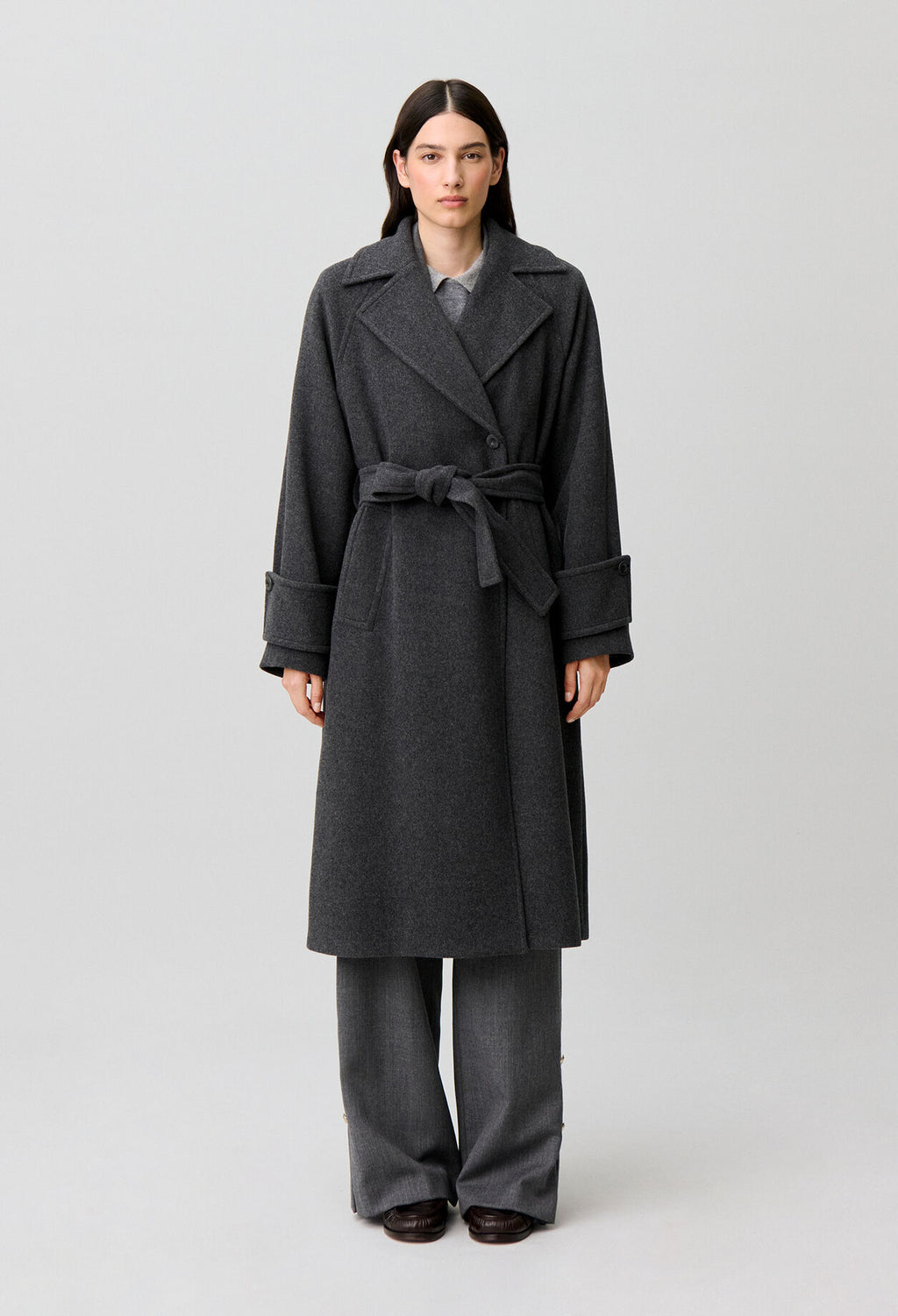 Mid-length wool blend coat