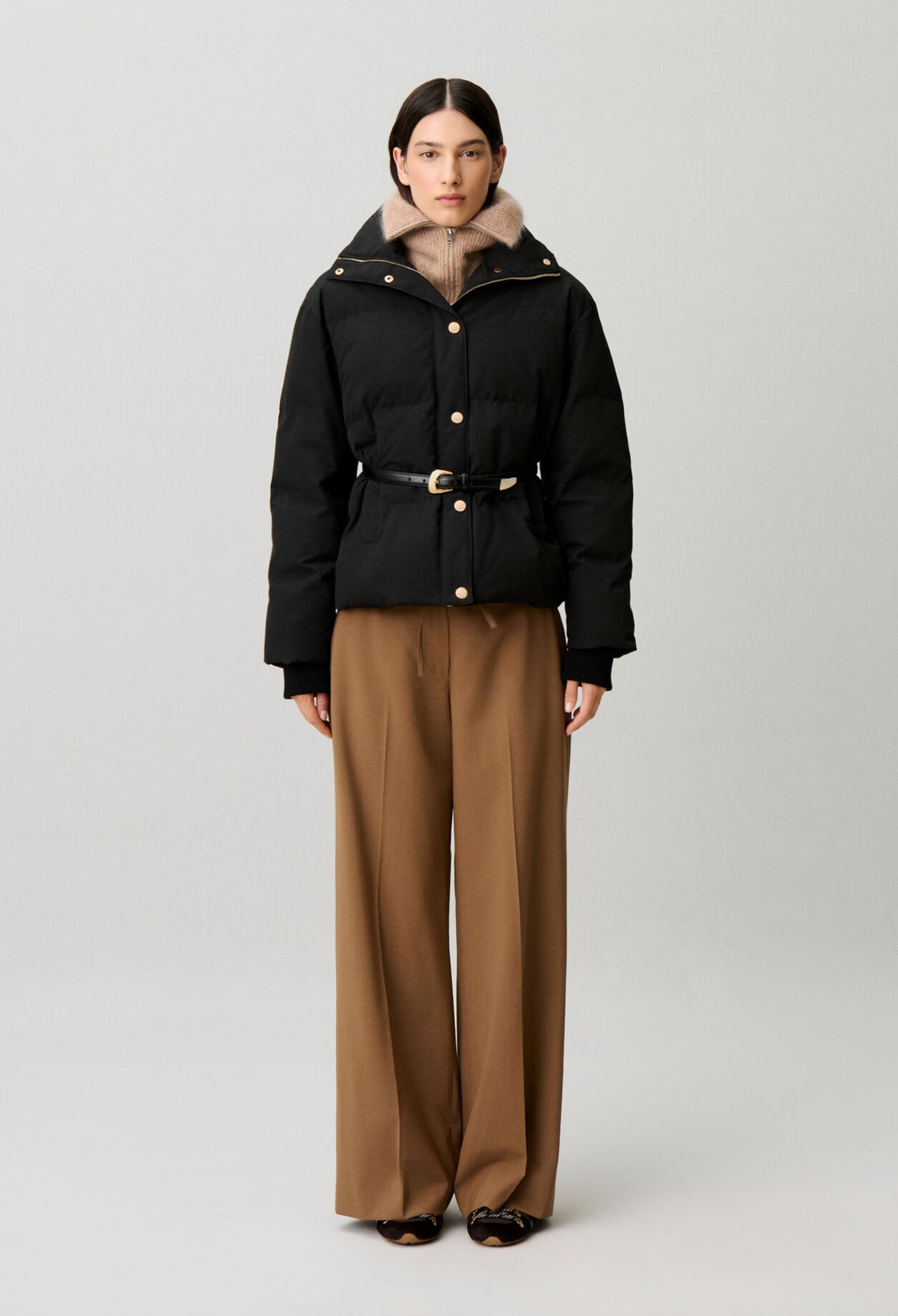 Short oversized high-neck puffer