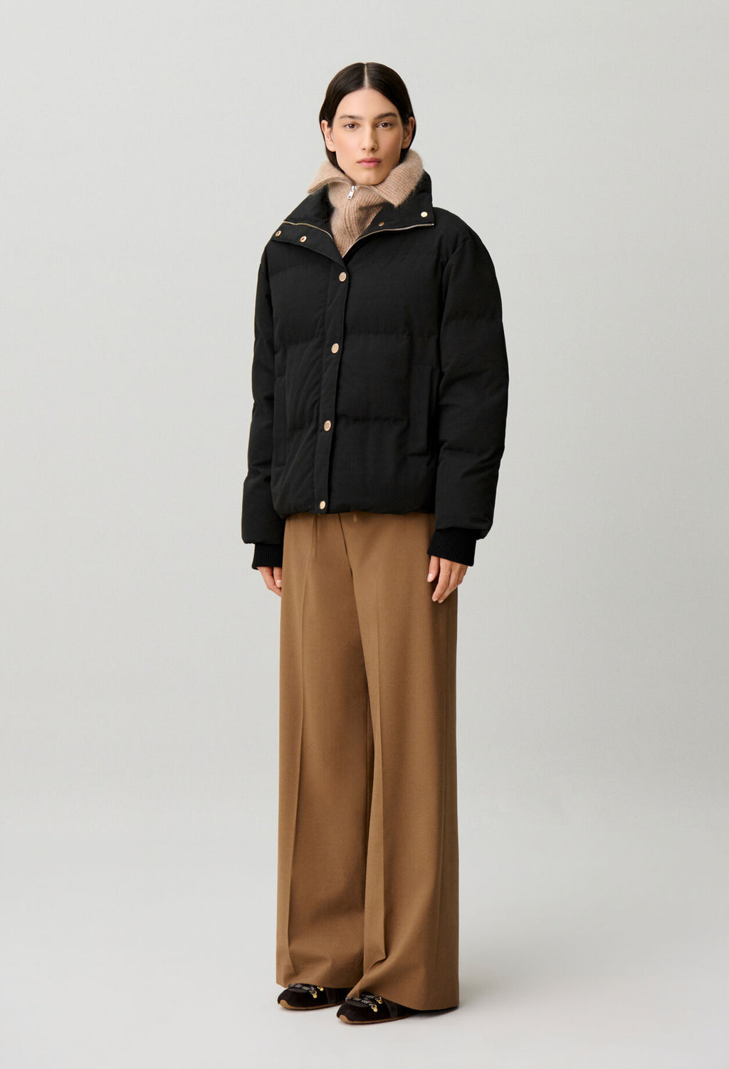 Short oversized high-neck puffer