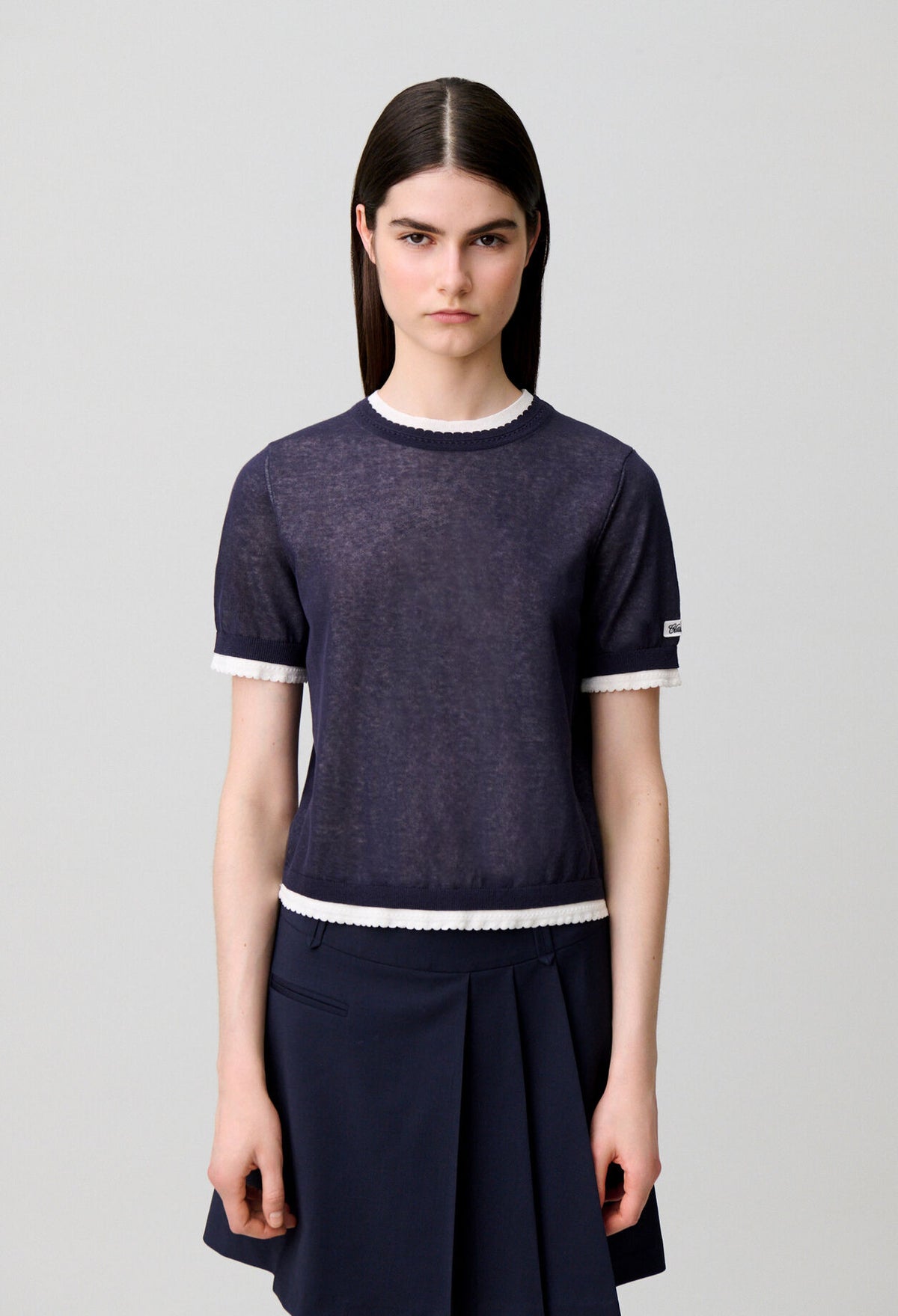 Contrast knit jumper
