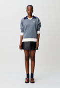 Contrast double collar knit jumper