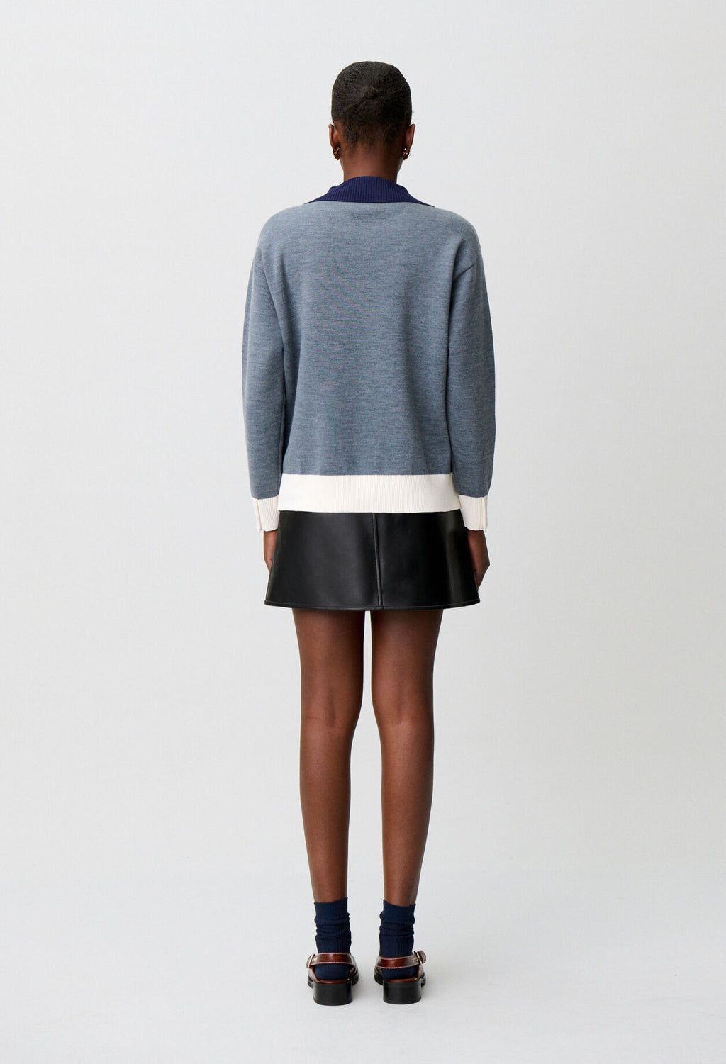 Contrast double collar knit jumper