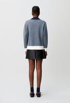 Contrast double collar knit jumper
