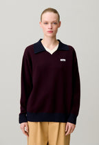Contrast double collar knit jumper