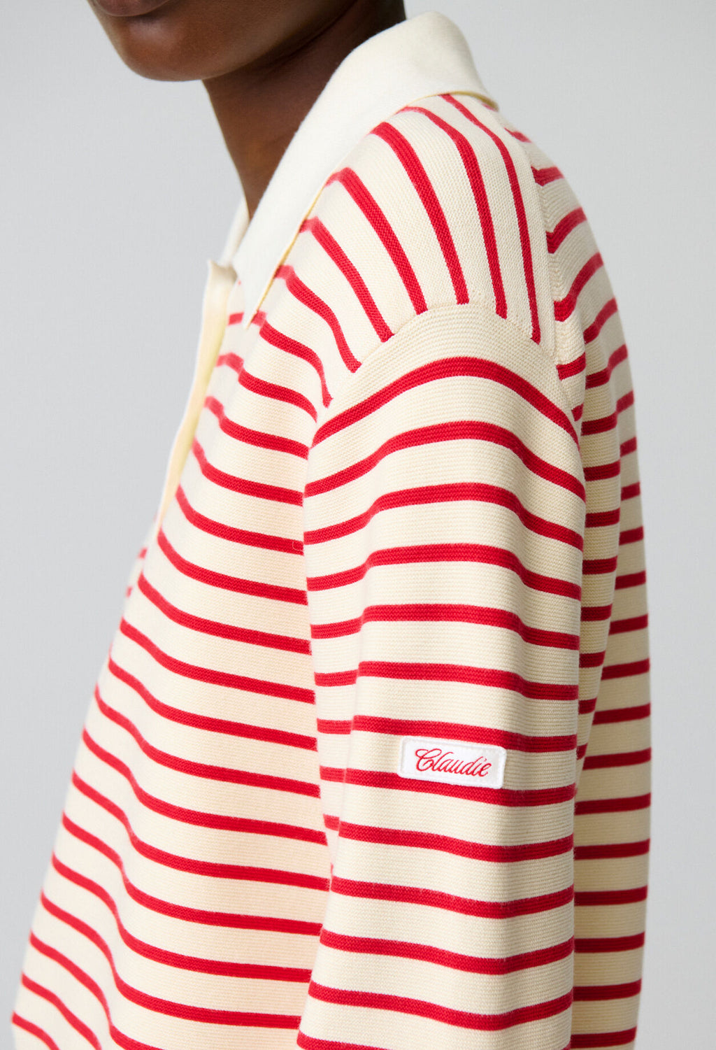 Striped polo neck jumper