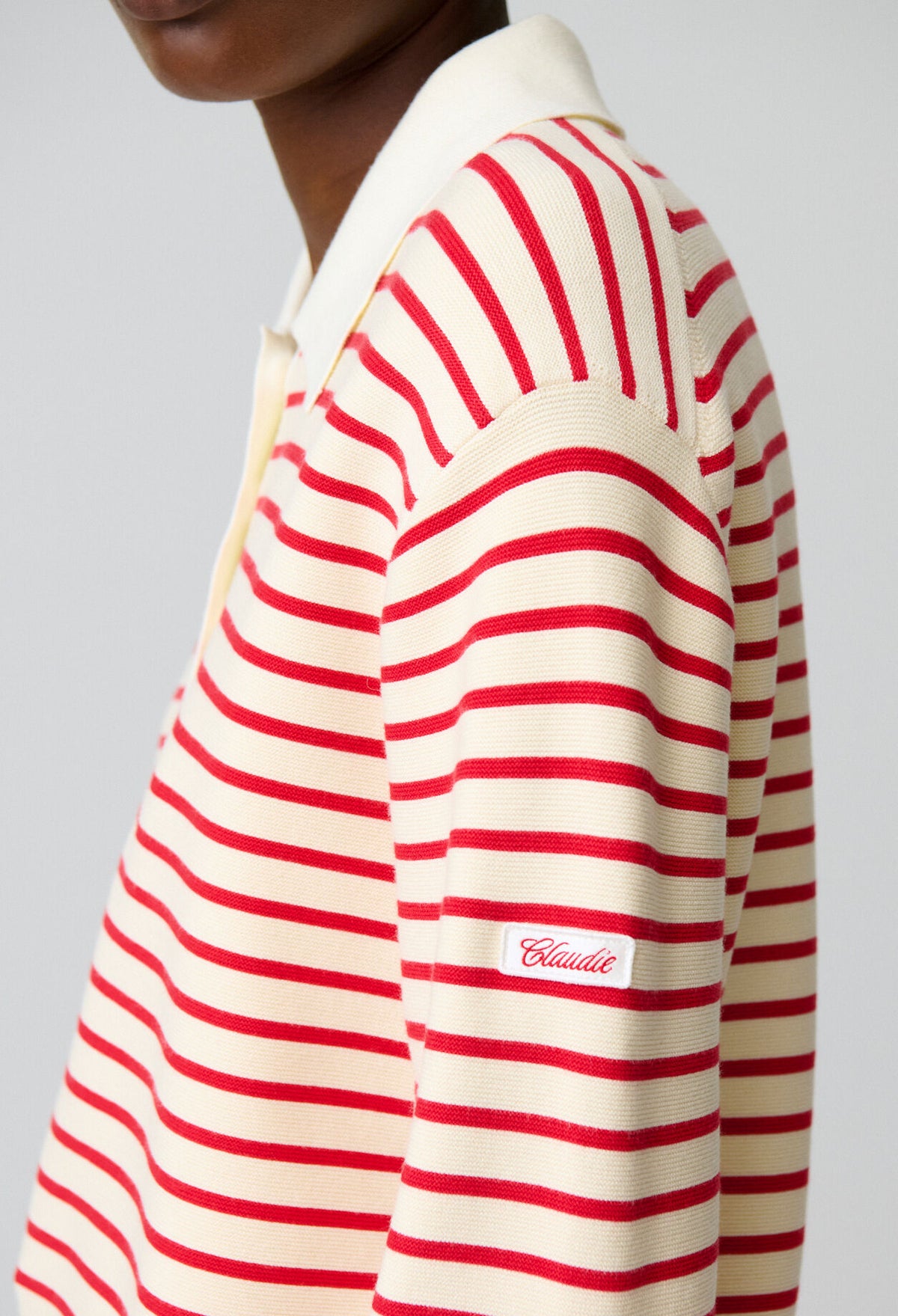 Striped polo neck jumper