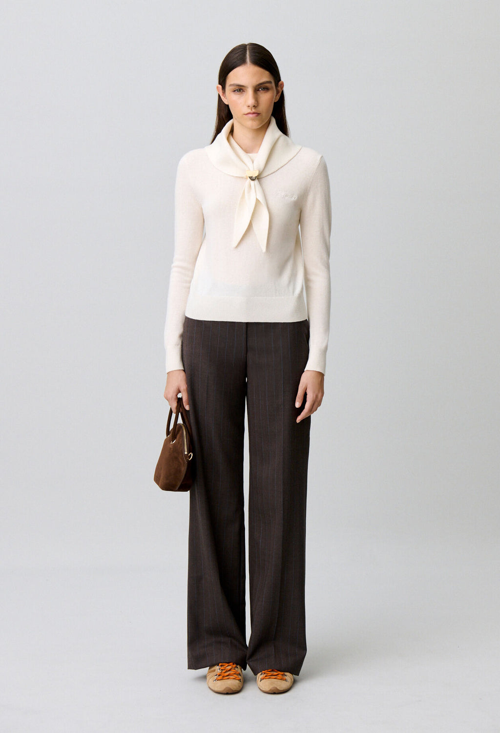 Knit jumper with removable scarf