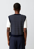 Striped knitted heart jumper